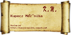 Kupecz Mónika névjegykártya